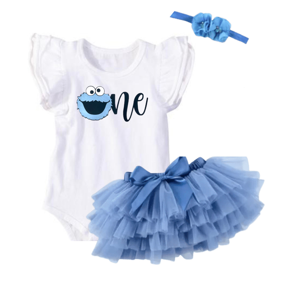 Cookie monster first birthday on sale outfit